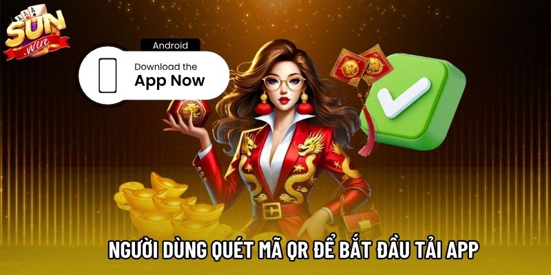 Người dùng quét mã QR để bắt đầu tải app
